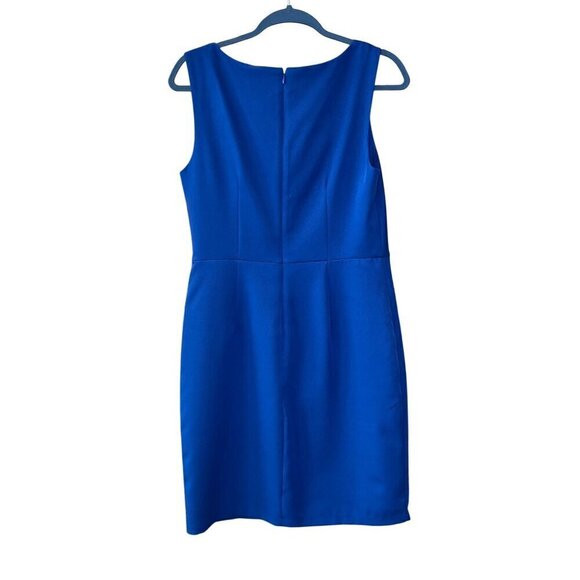 Sam Edelman Blue Draped Neck Sheath Dress Sleeveless Size 8 - Picture 7 of 10
